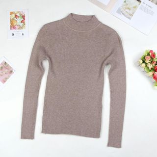 Áo Len Nữ DeRuiLaDy Fall New Women Áo len cao cổ Áo len đen Hồng dệt kim Áo len mỏng Áo len mùa đông Áo len giản dị hàng đầu