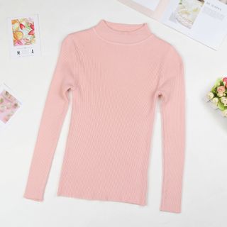 Áo Len Nữ DeRuiLaDy Fall New Women Áo len cao cổ Áo len đen Hồng dệt kim Áo len mỏng Áo len mùa đông Áo len giản dị hàng đầu