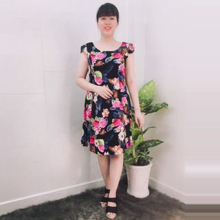 Đầm Thun Thái In Hoa Hồng Tay Con