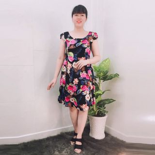 Đầm Thun Thái In Hoa Hồng Tay Con
