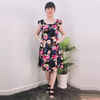 Đầm Thun Thái In Hoa Hồng Tay Con