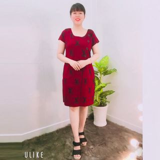 Đầm Suông Nút Kiểu Họa Tiết Chữ