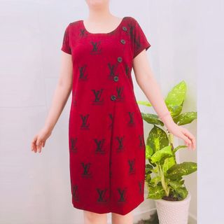 Đầm Suông Nút Kiểu Họa Tiết Chữ