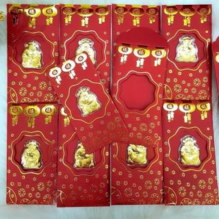 BAO LÌ XÌ THẦN TÀI MẠ VÀNG 24K BAO LÌ XÌ CHUỘT VÀNG 24K