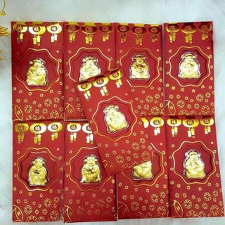 BAO LÌ XÌ THẦN TÀI MẠ VÀNG 24K BAO LÌ XÌ CHUỘT VÀNG 24K