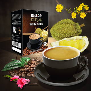 Cà phê sầu riêng - Rockcafe Durian White coffee - Hộp 20 gói x 20g