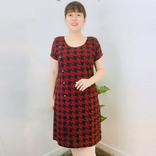 Đầm Suông Nút Kiểu Họa Tiết Caro