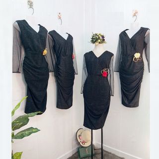 Đầm Kim Tuyến Cổ Đắp Ôm Body