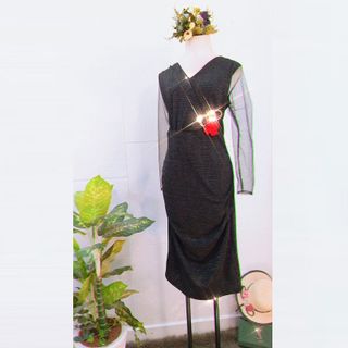 Đầm Kim Tuyến Cổ Đắp Ôm Body