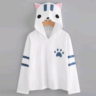 Áo hoodie tay thung in hinh con meo