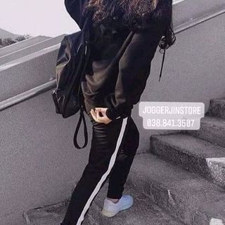 Quần jogger 1 sọc suông unisex có bigsize