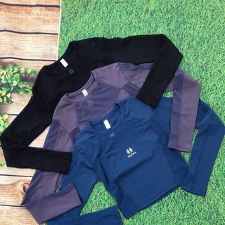 Áo tập croptop pha lưới tay dài