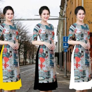 áo dài cách tân lụa pháp áo kèm váy