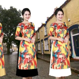 áo dài cách tân lụa pháp áo kèm váy