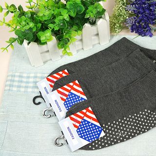 Tất nam Fashion chống trơn - ghi đậm cổ ngắn 1601-9R