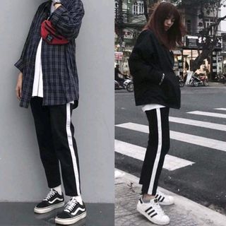 Quần jogger 1 sọc suông unisex có bigsize