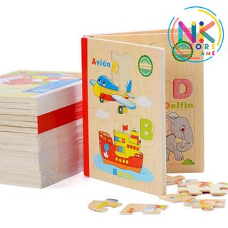 Bộ Sách Gỗ Ghép Hình Động Vật Tự Nhiên Cho Bé Họa Tiết Ngẫu Nhiên