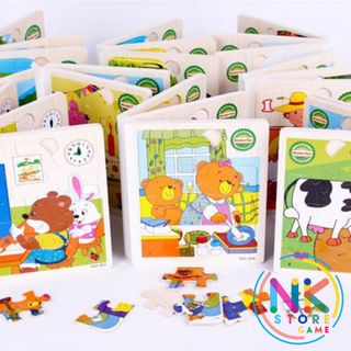 Bộ Sách Gỗ Ghép Hình Động Vật Tự Nhiên Cho Bé Họa Tiết Ngẫu Nhiên