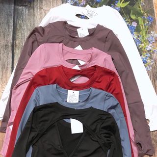 Áo tập croptop tay dài khoét lưng