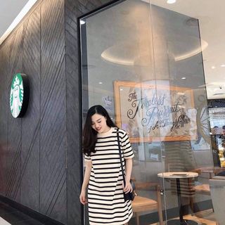Váy suông kẻ sọc thun gân Quảng Châu siêu xinh