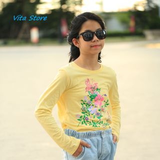 Áo cotton dài tay trẻ em Bieya Đài Loan từ 5-14 tuổi