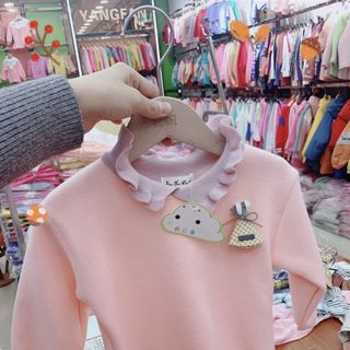 Áo len cổ sen lót lông vàng QCCC bé gái