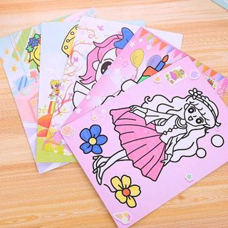 sỉ bộ tranh tô gồm 2 tấm tranh kích thước 19cm x 26cm và 6 màu nước và 1 Cây cọ chỉ 7k mẫu đẹp