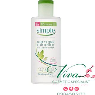 Nước tẩy trang Simple Dành Cho Da Nhạ Cảm Simple Kind To Skin Micellar Cleansing Water 200mL