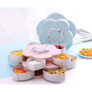 Khay Đựng Mứt Tết Hình Cánh Hoa Xoay 2 Tầng