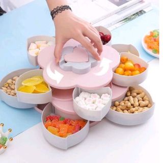 Khay Đựng Mứt Tết Hình Cánh Hoa Xoay 2 Tầng