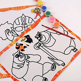 tranh tô màu sỉ bộ tranh tô gồm 2 tấm tranh kích thước 19cm x 26cm và 6 màu nước và 1 Cây cọ chỉ 7k