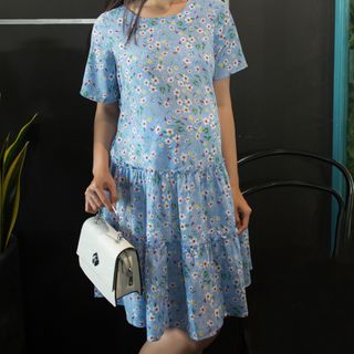 Đầm bầu dáng xòe họa tiết hoa 2543