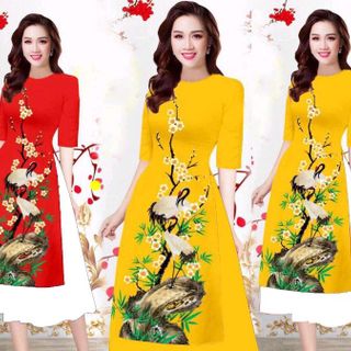 set áo dài kèm váy lụa nhập
