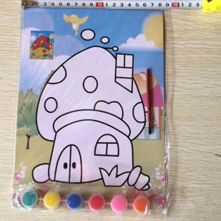 sỉ bộ tranh tô gồm 2 tấm tranh kích thước 19cm x 26cm và 6 màu nước và 1 Cây cọ