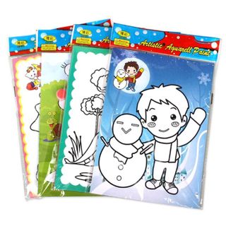 sỉ bộ tranh tô gồm 2 tấm tranh kích thước 19cm x 26cm và 6 màu nước và 1 Cây cọ chỉ 7k