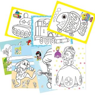 sỉ bộ tranh tô gồm 2 tấm tranh kích thước 19cm x 26cm và 6 màu nước và 1 Cây cọ chỉ 7k