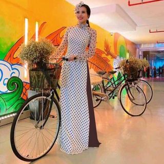 set áo dài chấm bi