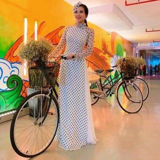 set áo dài chấm bi