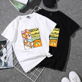 Áo Thun Nữ Form Rộng Thoải Mái áo phông ulzzang Dáng Yêu Cún Con Trắng Đen Hồng Tím Chọn