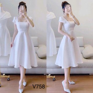đầm xòe trắng
