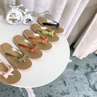 Dép kẹp da đính nơ siêu nhẹ thoải mái khi mang