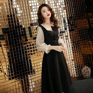 đầm dáng xòe tay voan