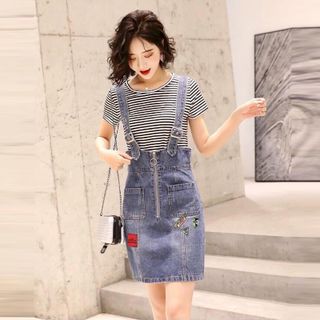 Đầm Yếm Dây Kéo Phối 2 Túi