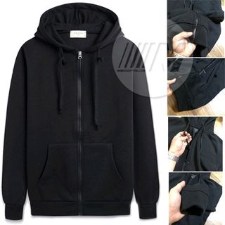 ÁO HOODIE ZIP UNISEX BLACK - HOODIE DÂY KÉO DÁNG RỘNG MÀU ĐEN BIGSIZE  M L XL XXL