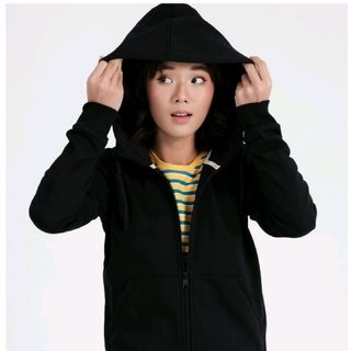 ÁO HOODIE ZIP UNISEX BLACK - HOODIE DÂY KÉO DÁNG RỘNG MÀU ĐEN BIGSIZE  M L XL XXL