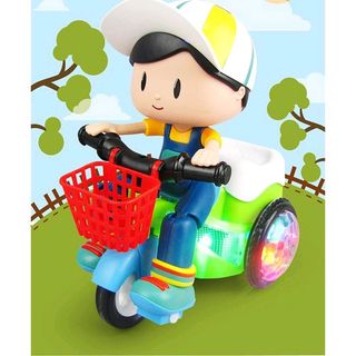 Đồ chơi em bé lái xe đạp bốc đầu xoay 360 độ phát sáng có nhạc vui nhộn
