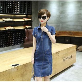 Đầm Jean Cổ Sơ Mi Cao Cấp