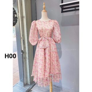 Đầm midi hoa nơ lưng