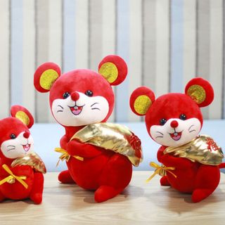Chuột bông ôm túi tiền vàng tài lộc 2020 25cm