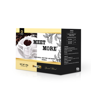 Cà phê Arabica phin giấy Meet More 150g Hộp 10 Gói